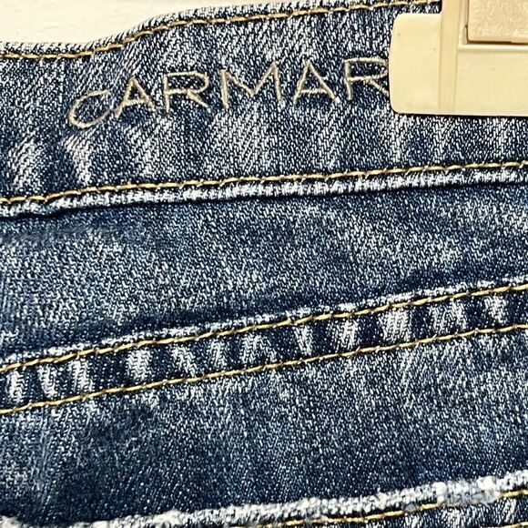 Car Mar Carmar Distressed Patchwork Buffalo Plaid Jeans Womens Sz 24 RARE - Picture 5 of 6